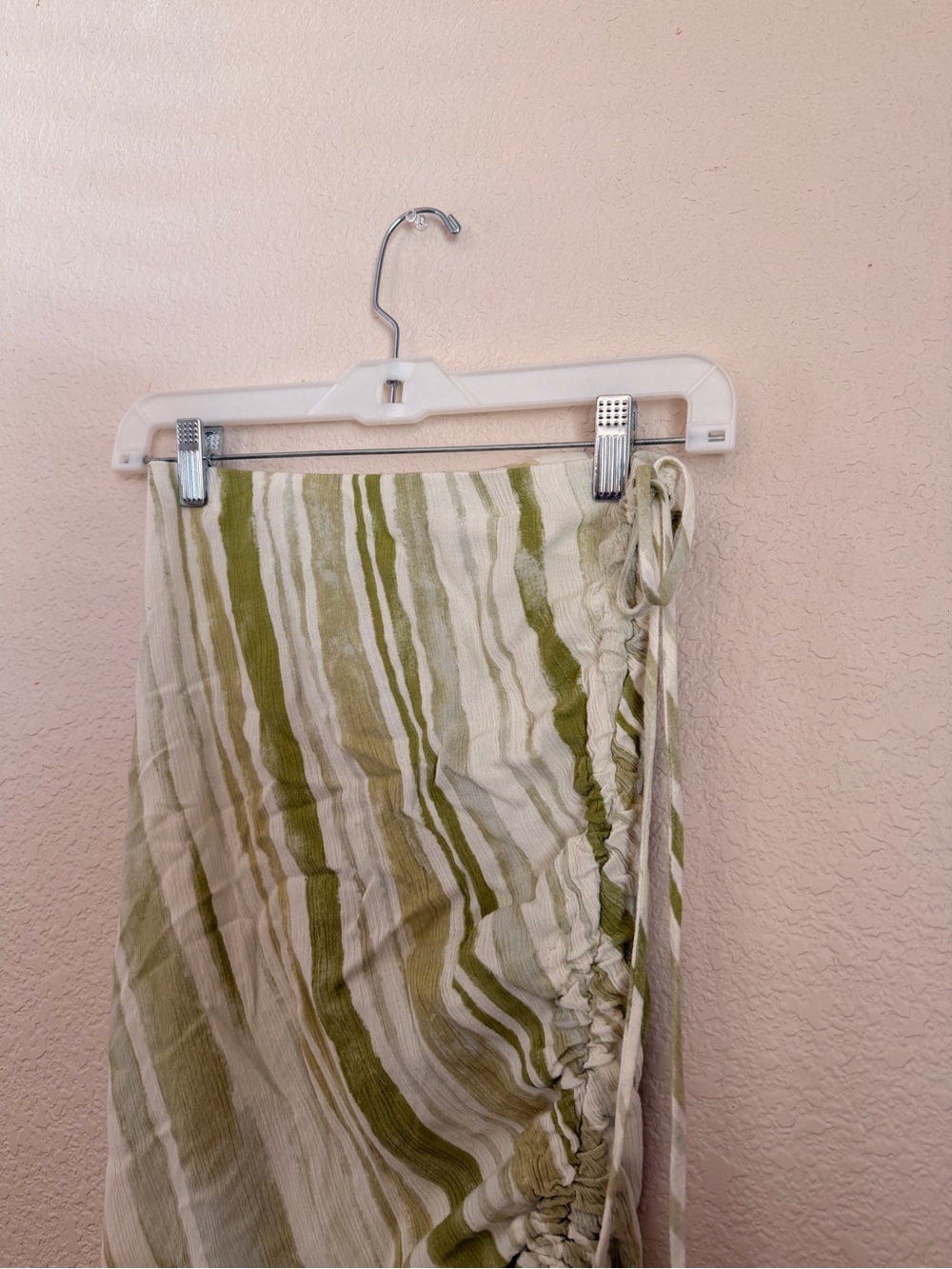 Women’s Green and White Striped Wrap Skirt - Lightweight Summer Style - Picture 3 of 9